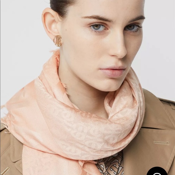 Authentic Burberry Monogram Silk Wool Large Square Scarf - Picture 4 of 14